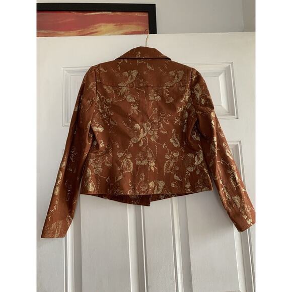 Apostrophe Luxury is a State of Mind women blazer Brown Gold Floral Size 2 - Picture 5 of 6